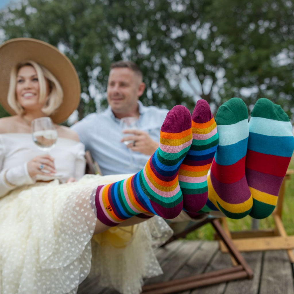 Multi Fine Striped Bamboo Socks