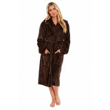 Women's Plush Fleece Hooded Bathrobe Velvet Fluffy Loungewear