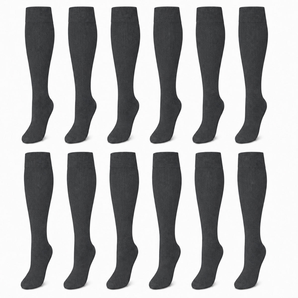 Sock Stack Girls Long School Socks 12 Pairs Cotton Rich Sculpted Heels And Toes Sizes