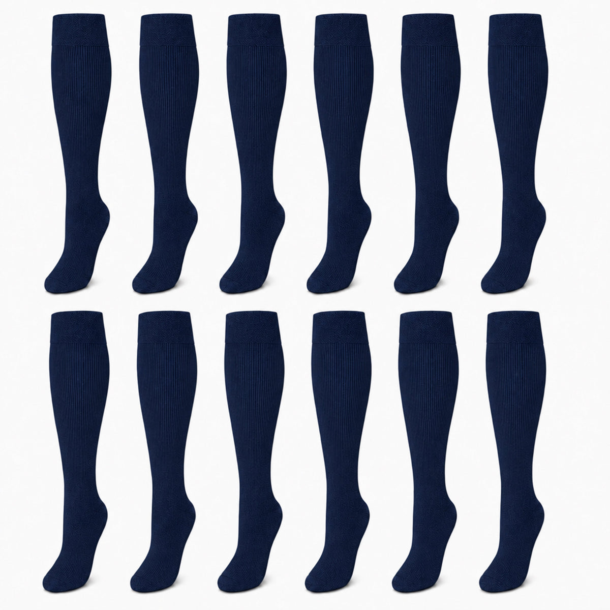 Sock Stack Girls Long School Socks 12 Pairs Cotton Rich Sculpted Heels And Toes Sizes