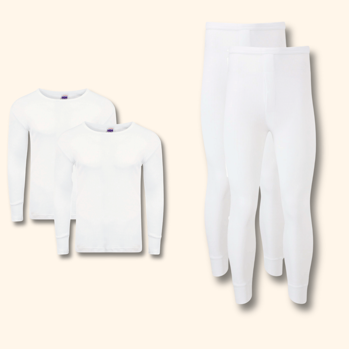 Heatwave Thermalwear Men's Thermal Underwear Set 2 Pack Long Sleeve Top and Long Johns