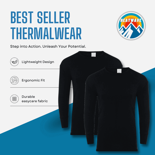 2 Pack Men's Thermal T Shirt Baselayer Brushed Yarn