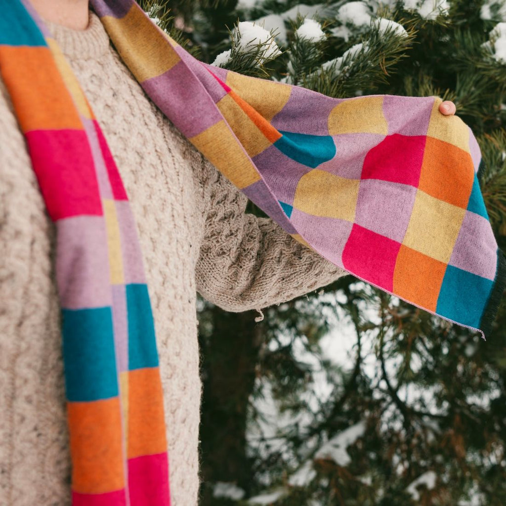 Bright Check Bamboo Scarf