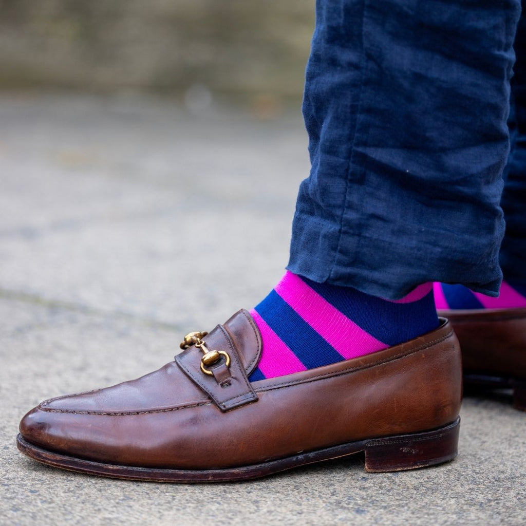 Rich Pink Striped Bamboo Socks
