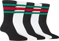 Men's Stripes Sport Crew Socks Cotton Durable Blend 5 Pack For Training