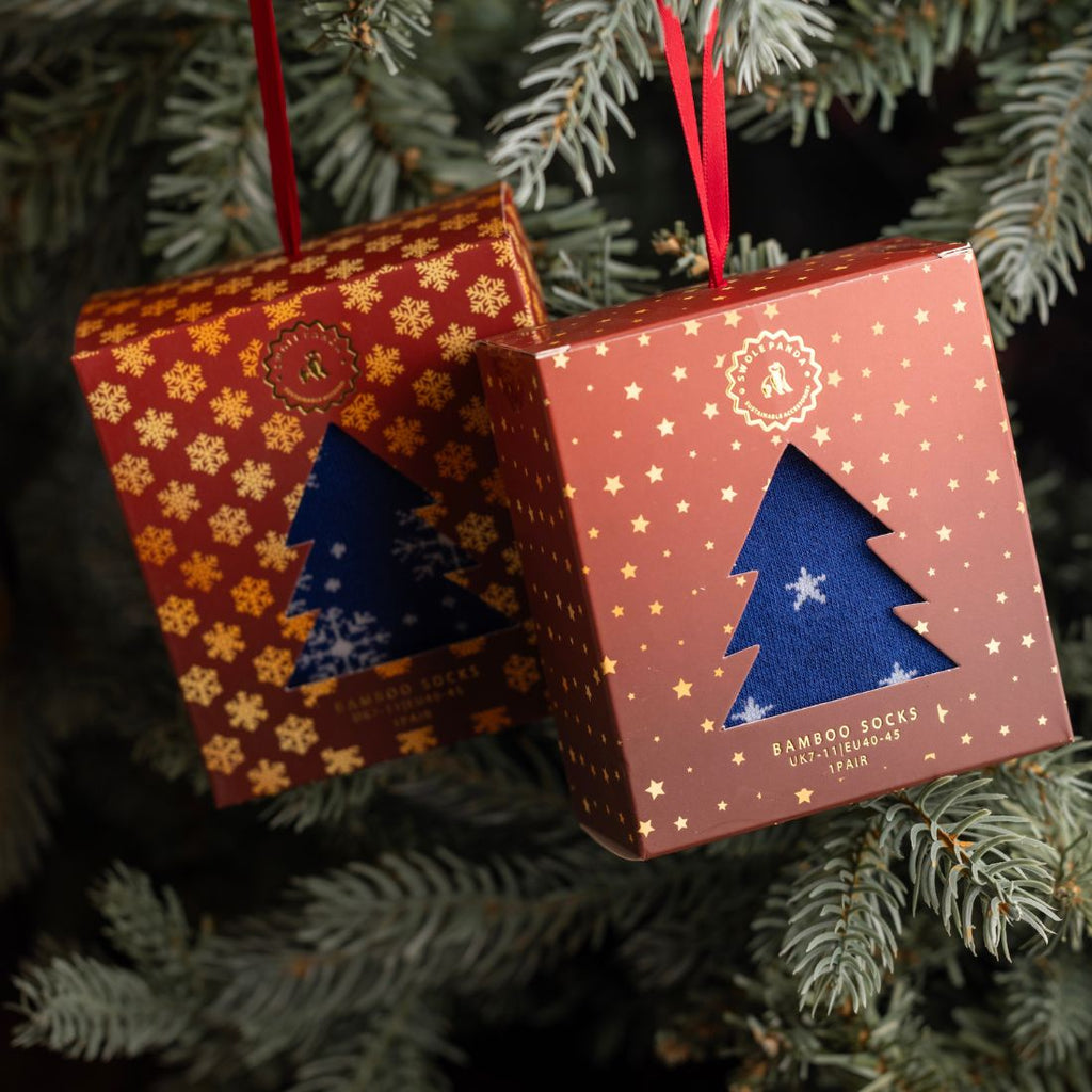 Star Christmas Sock Box - 1 Pair of Bamboo Socks (His)