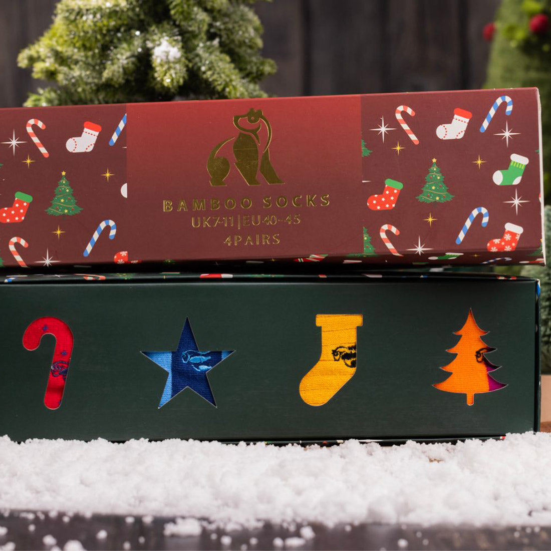Men's Christmas Bamboo Sock Gift Box - 4 Pairs | Swole Panda