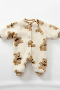Bear Fleece Romper Cream or Brown