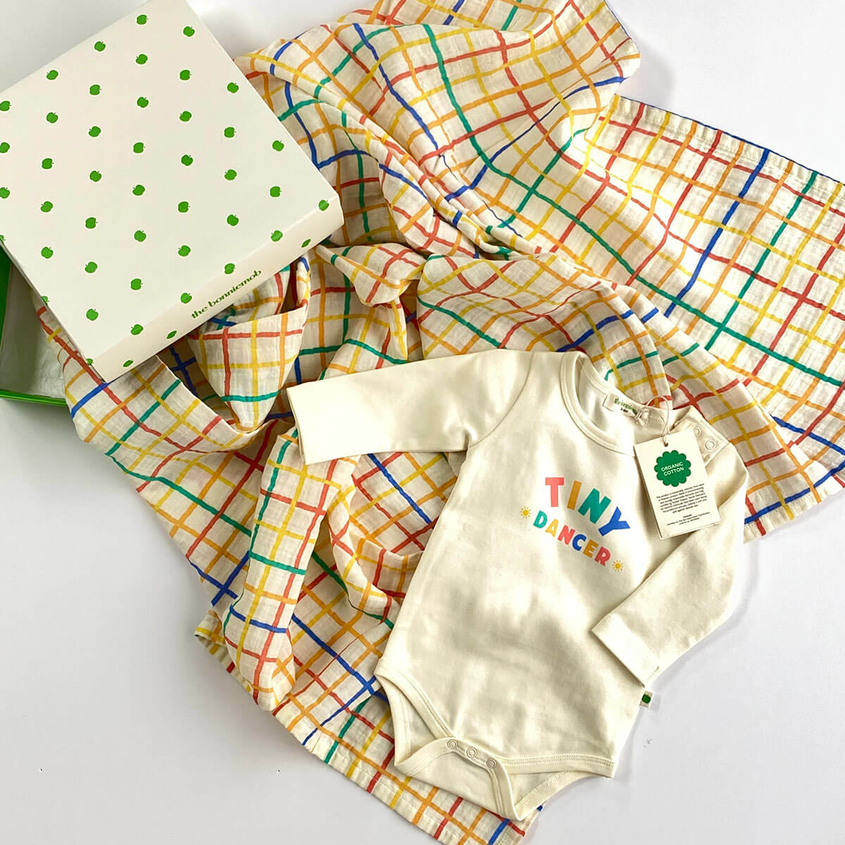 Organic Cotton Baby Bodysuit & Muslin Swaddle Blanket Gift Set