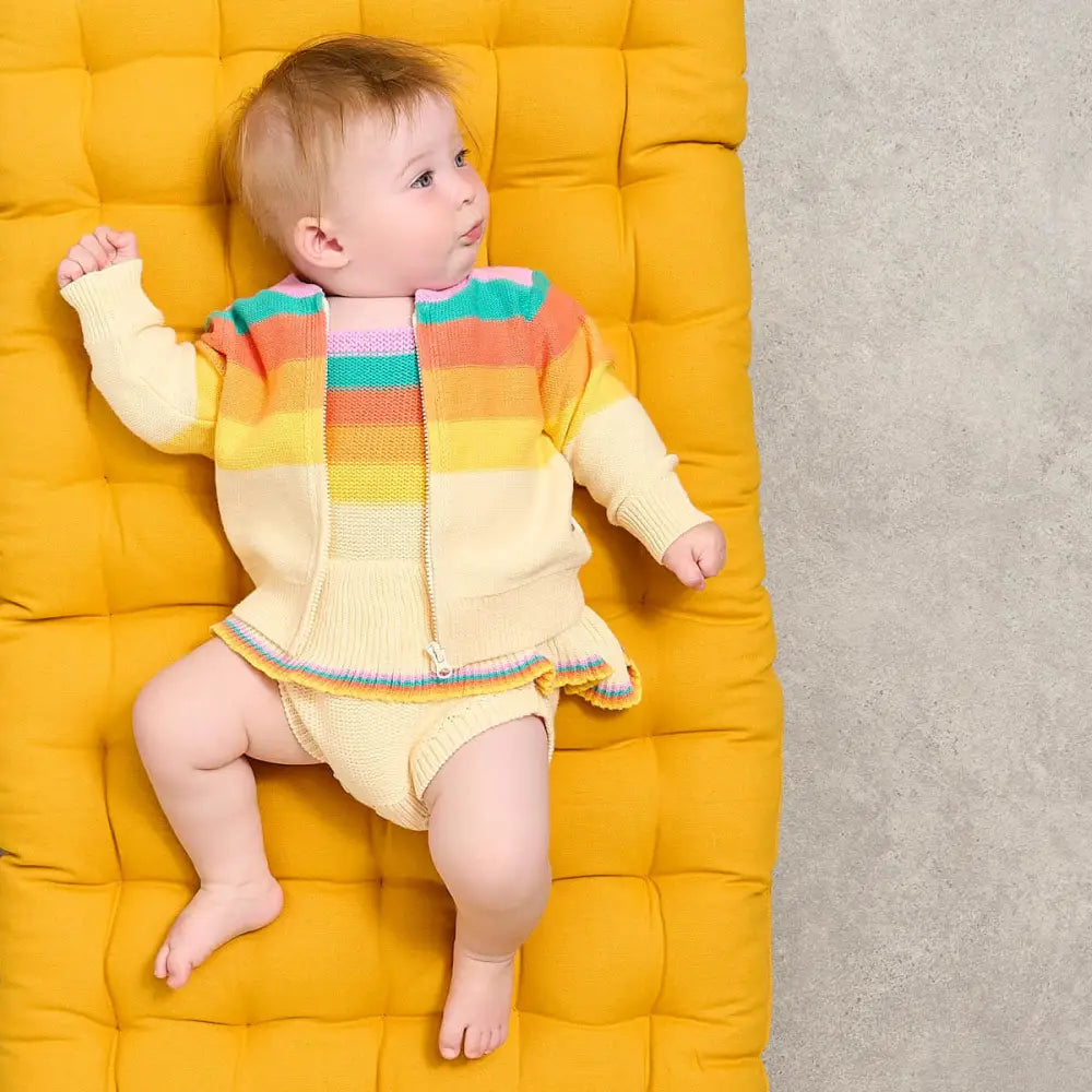 Rainbow Pink Stripe Organic Cotton Baby & Kids Cardigan