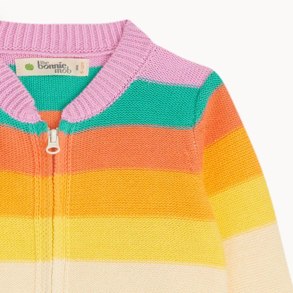 Rainbow Pink Stripe Organic Cotton Baby & Kids Cardigan