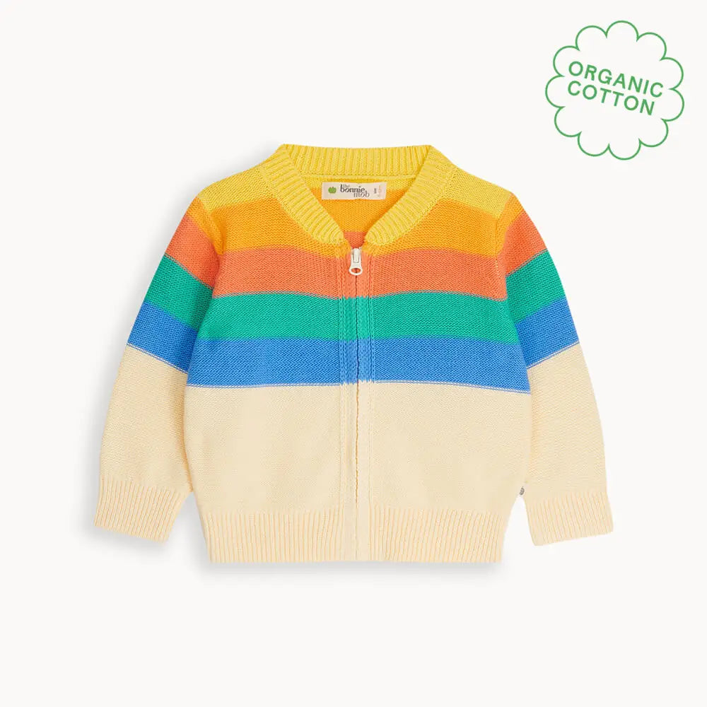 Rainbow Stripe Organic Cotton Baby & Kids Cardigan