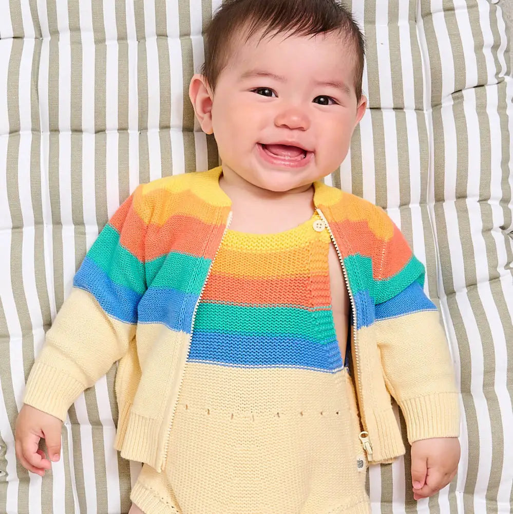 Rainbow Stripe Organic Cotton Baby & Kids Cardigan
