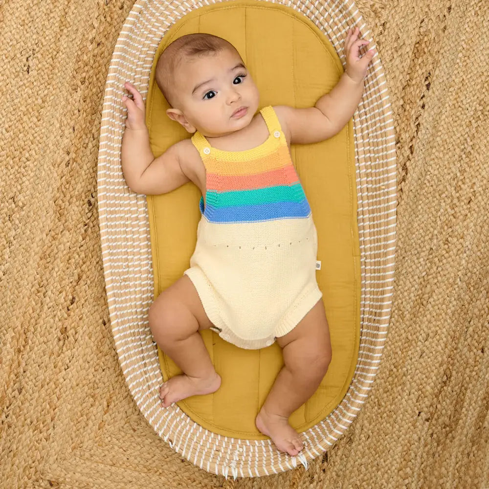 Rainbow Stripe Organic Knit Baby Romper