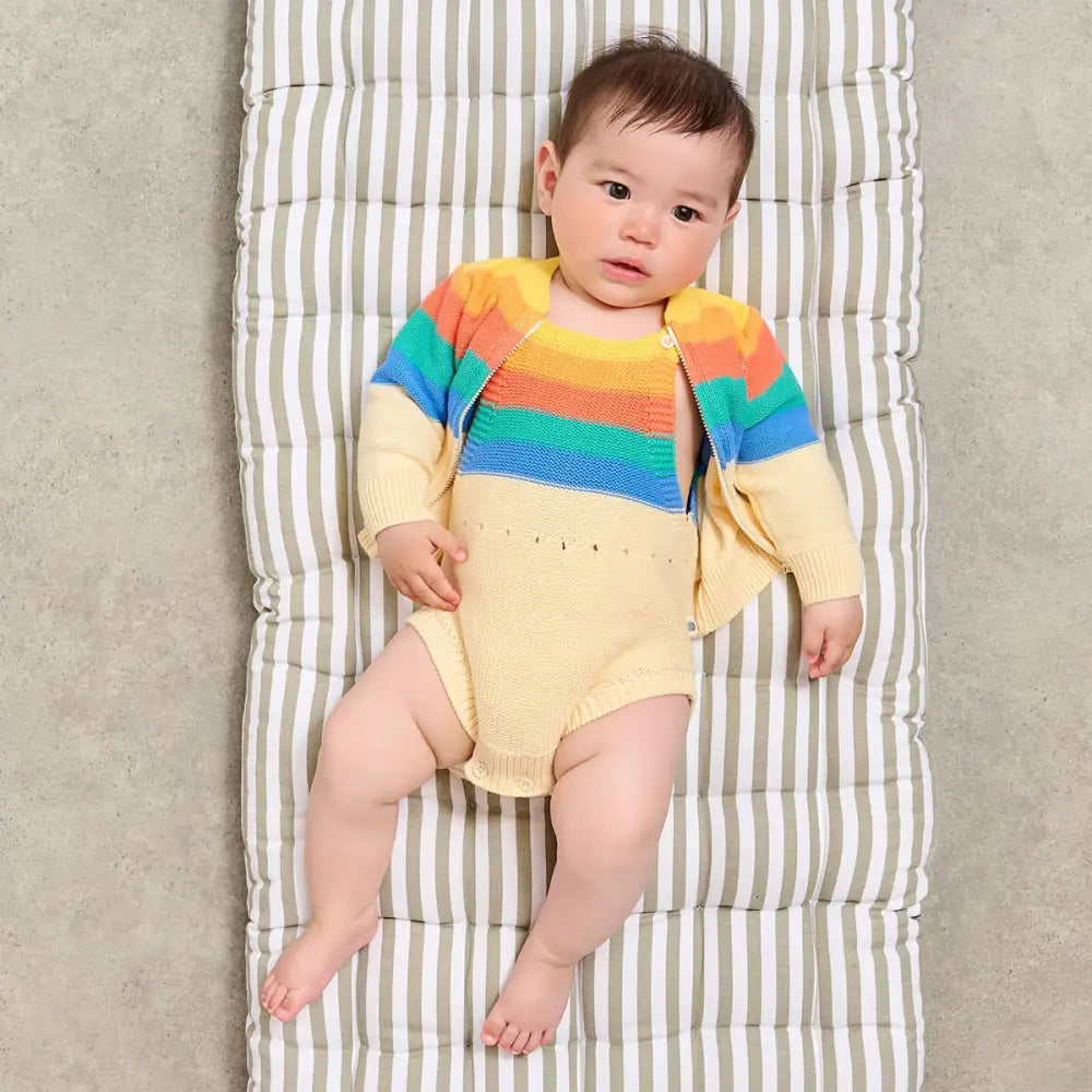 Rainbow Stripe Organic Knit Baby Romper