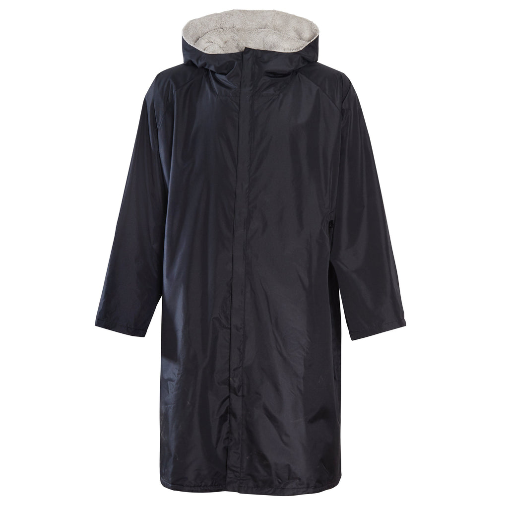 Heatwave Thermalwear Changing Robe Kids Unisex Hooded Coat Black Grey