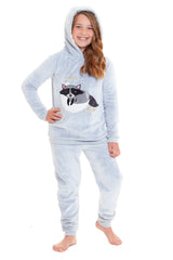 Daisy Dreamer Cuddly Raccoon Fleece Hooded Pyjama Set For Women And Girls