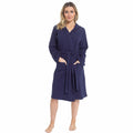 Women's Hooded Waffle Cotton Bathrobe Navy 100% Cotton Super Absorbent Spa