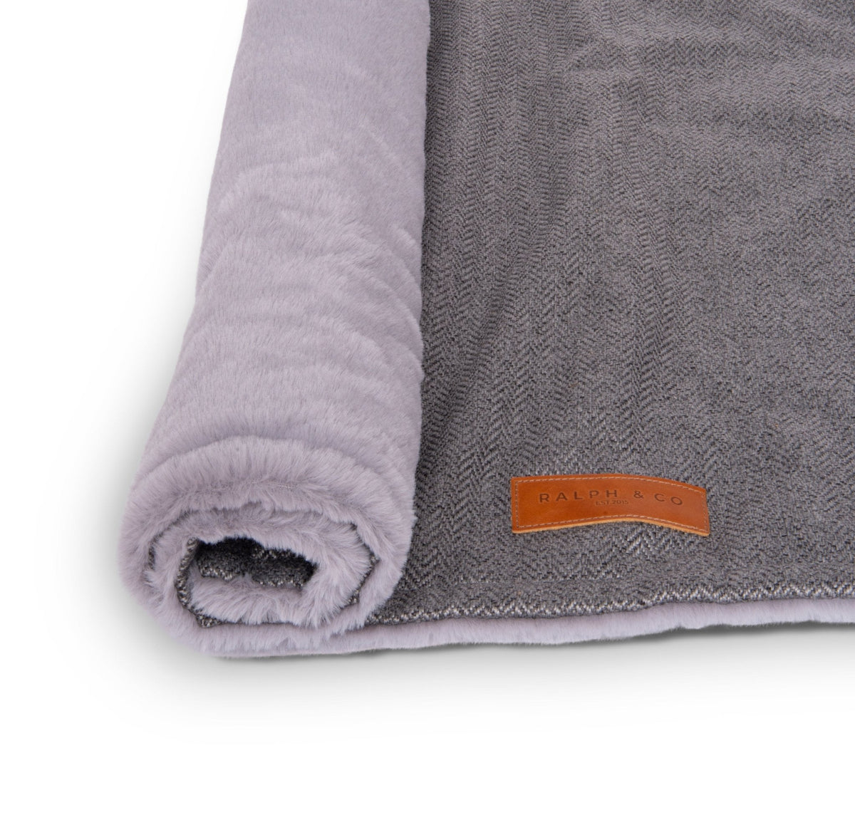The Balmoral - Luxury Grey Herringbone & Faux Fur Reversible Dog Blanket