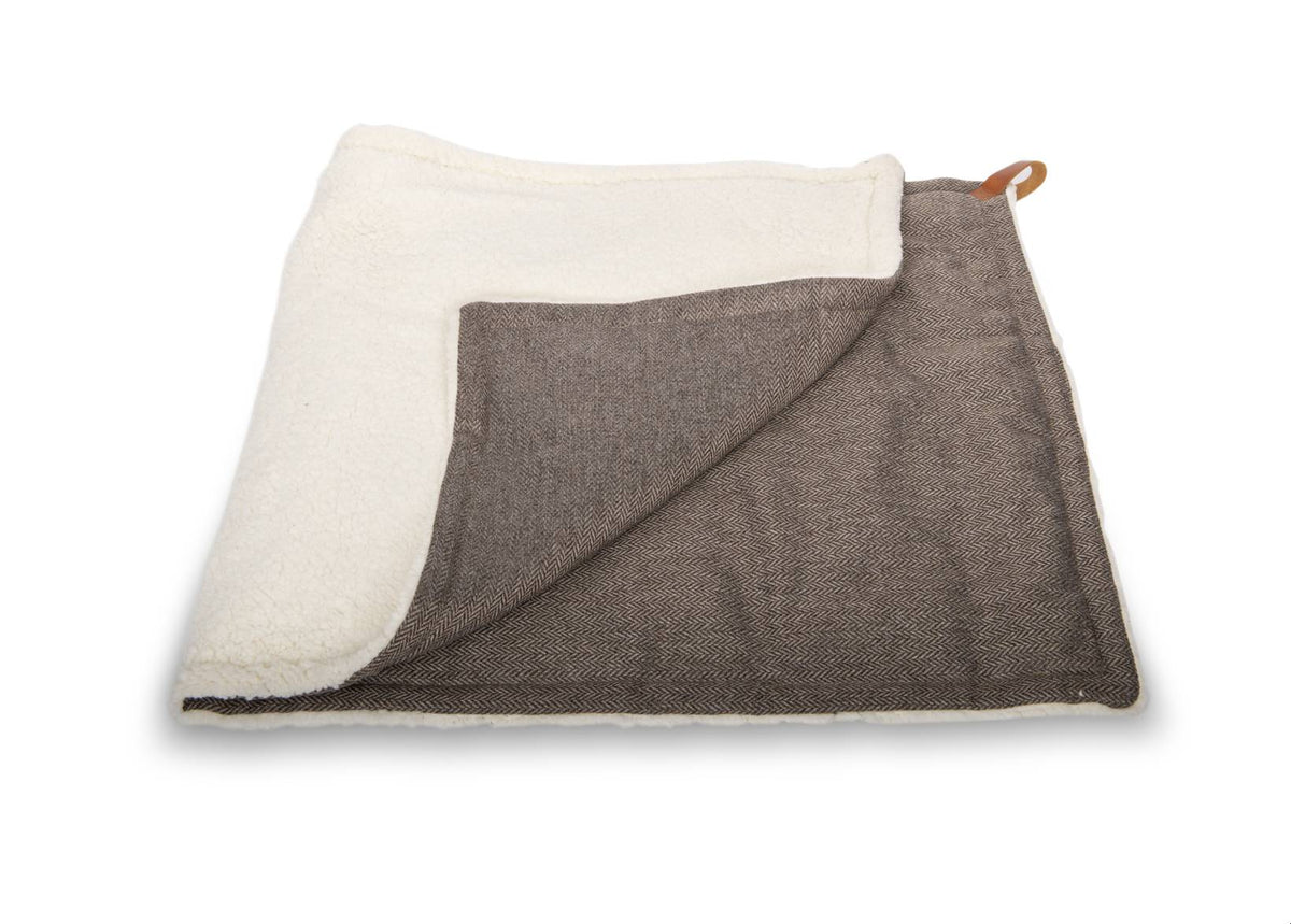 The Lincoln - Luxury Tweed & Faux Fur Reversible Dog Blanket
