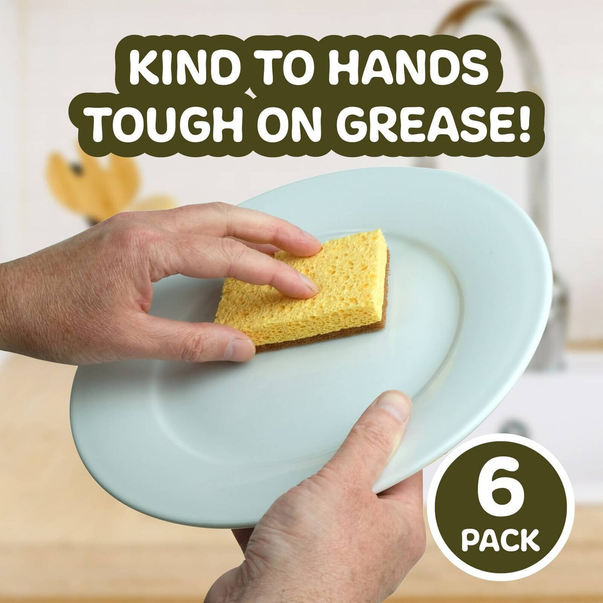 Natural Coconut & Cellulose Sponge Scourers (Pack of 6)