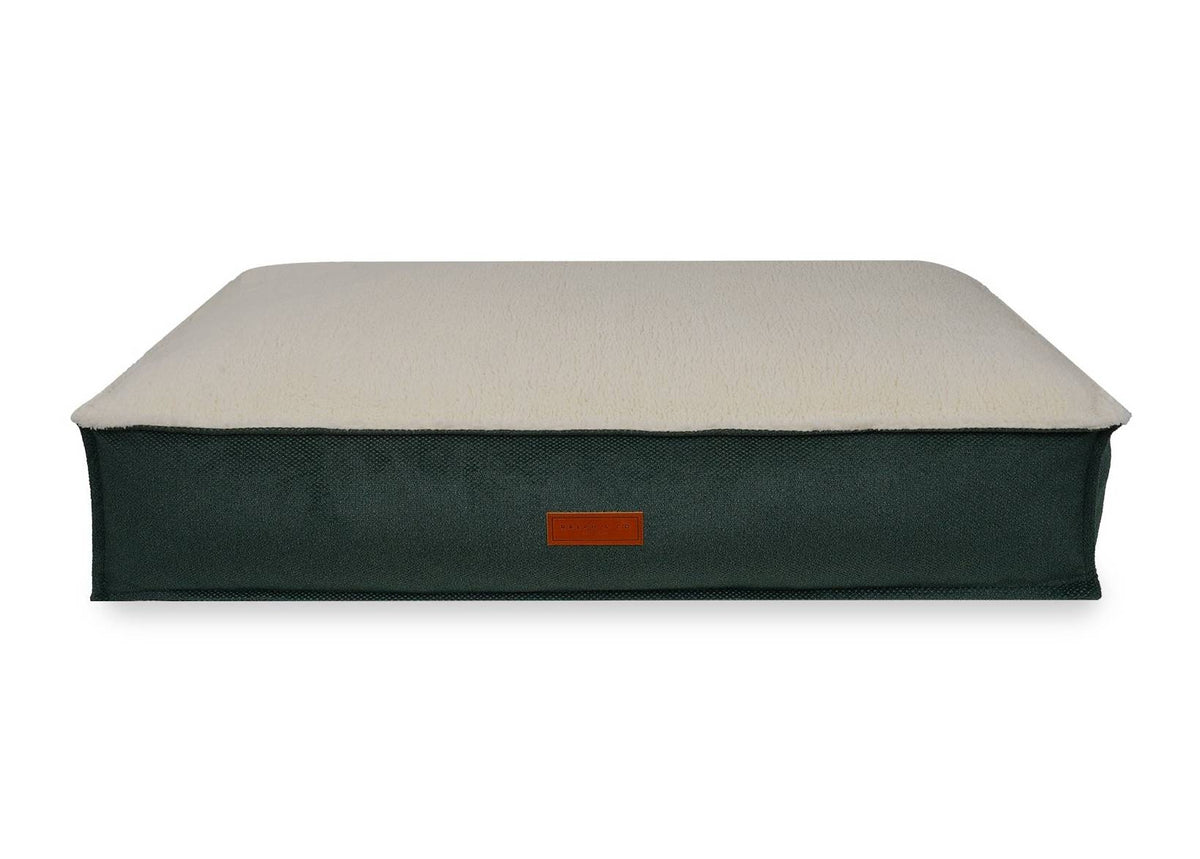 The Richmond - Luxury Green Flat Pillow Dog Bed