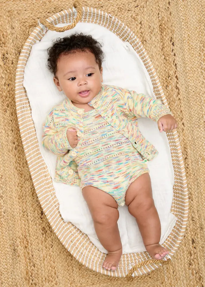 Space-Dye Organic Cotton Baby & Kids Cardigan- Meteor