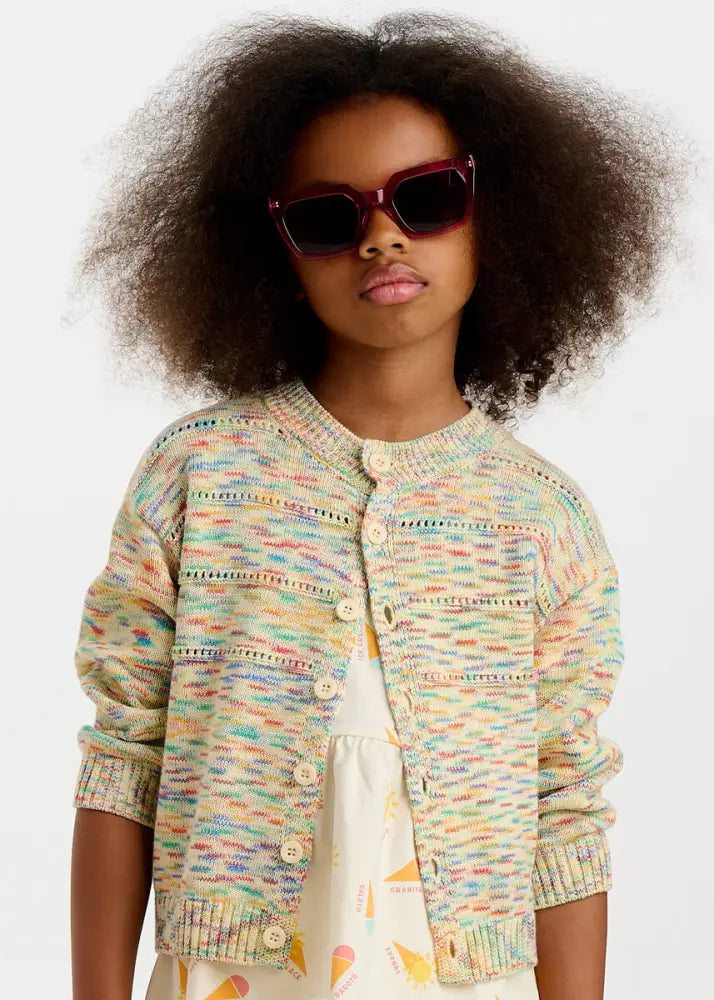 Space-Dye Organic Cotton Baby & Kids Cardigan- Meteor