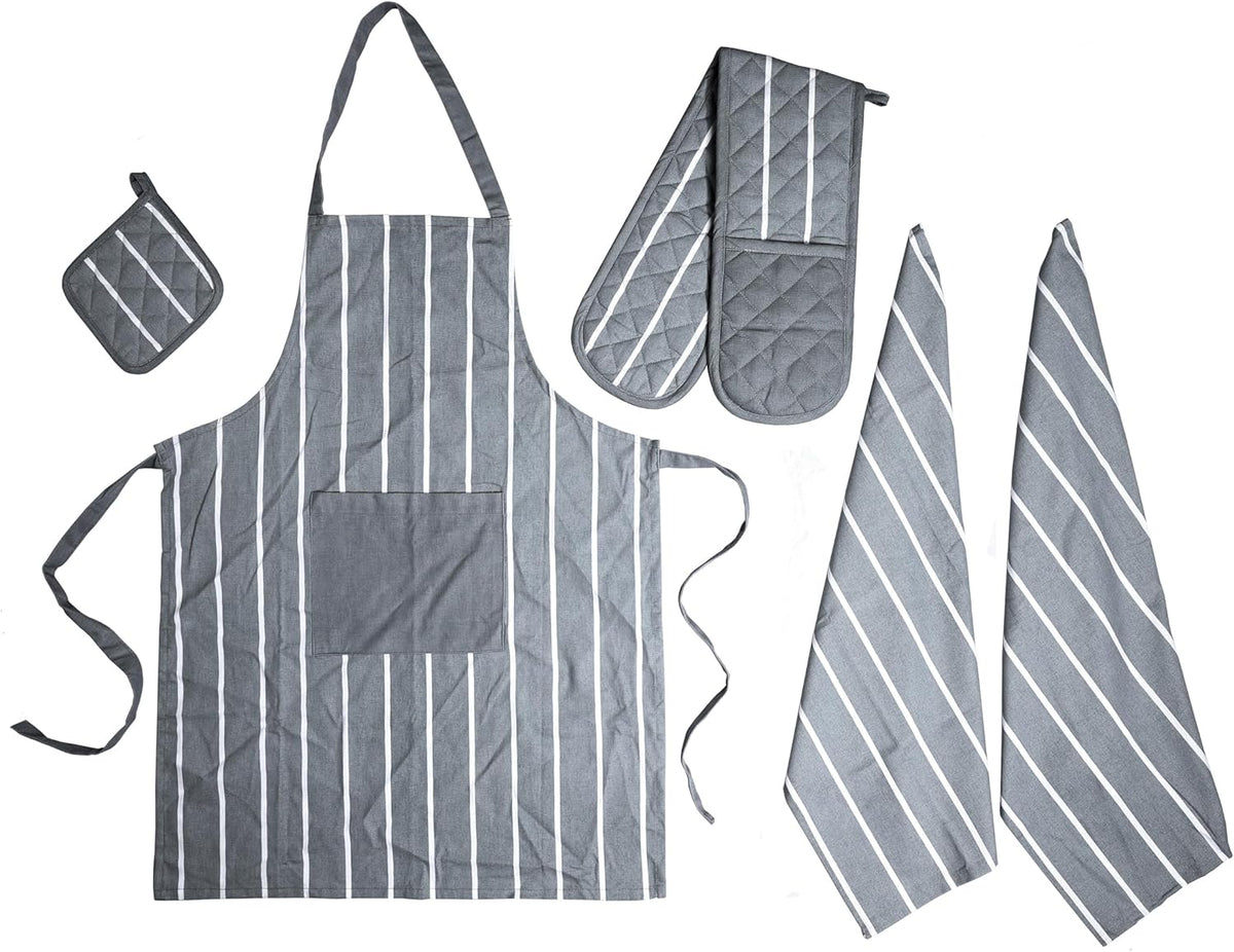 Kitchen Set With Apron Double Oven Glove Tea Towel And Pot Holder