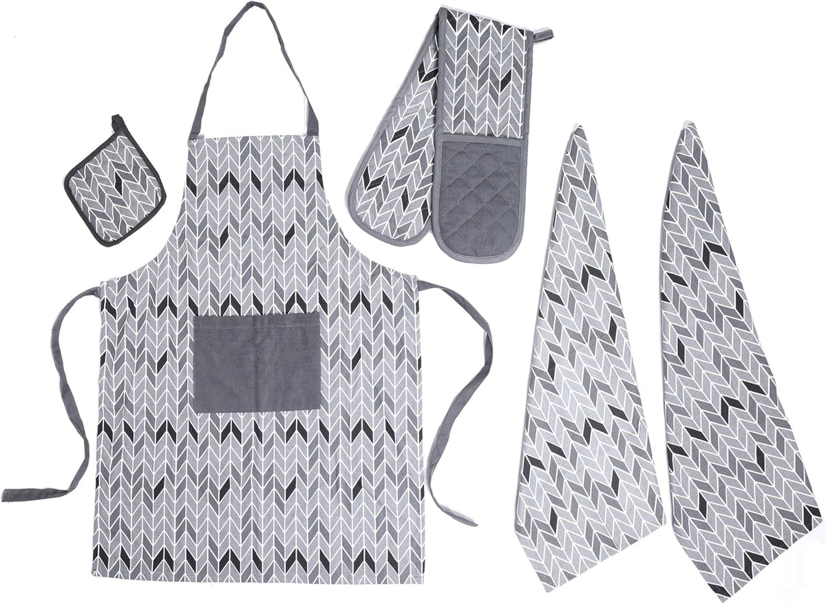 Kitchen Set With Apron Double Oven Glove Tea Towel And Pot Holder