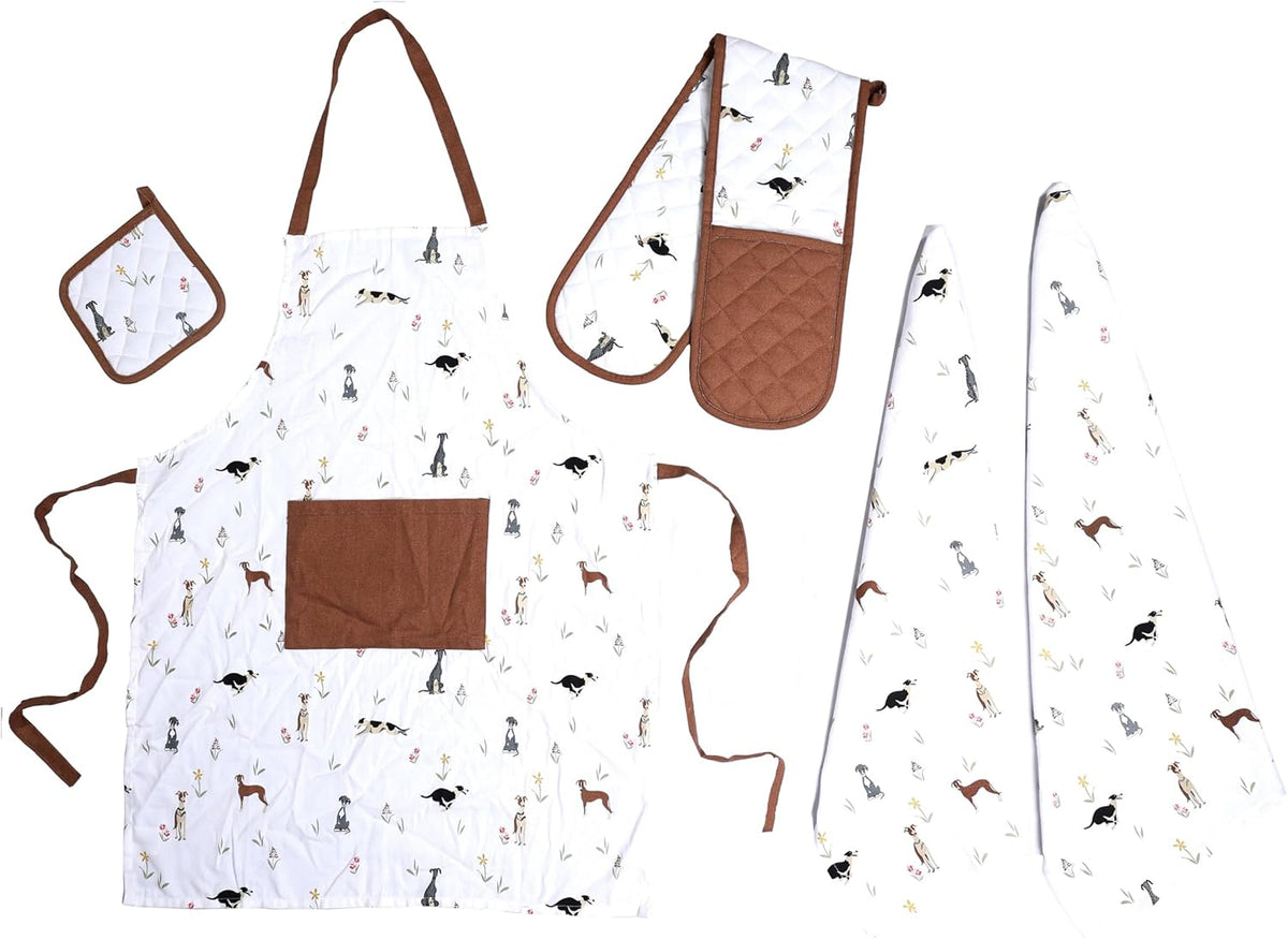 Kitchen Set With Apron Double Oven Glove Tea Towel And Pot Holder