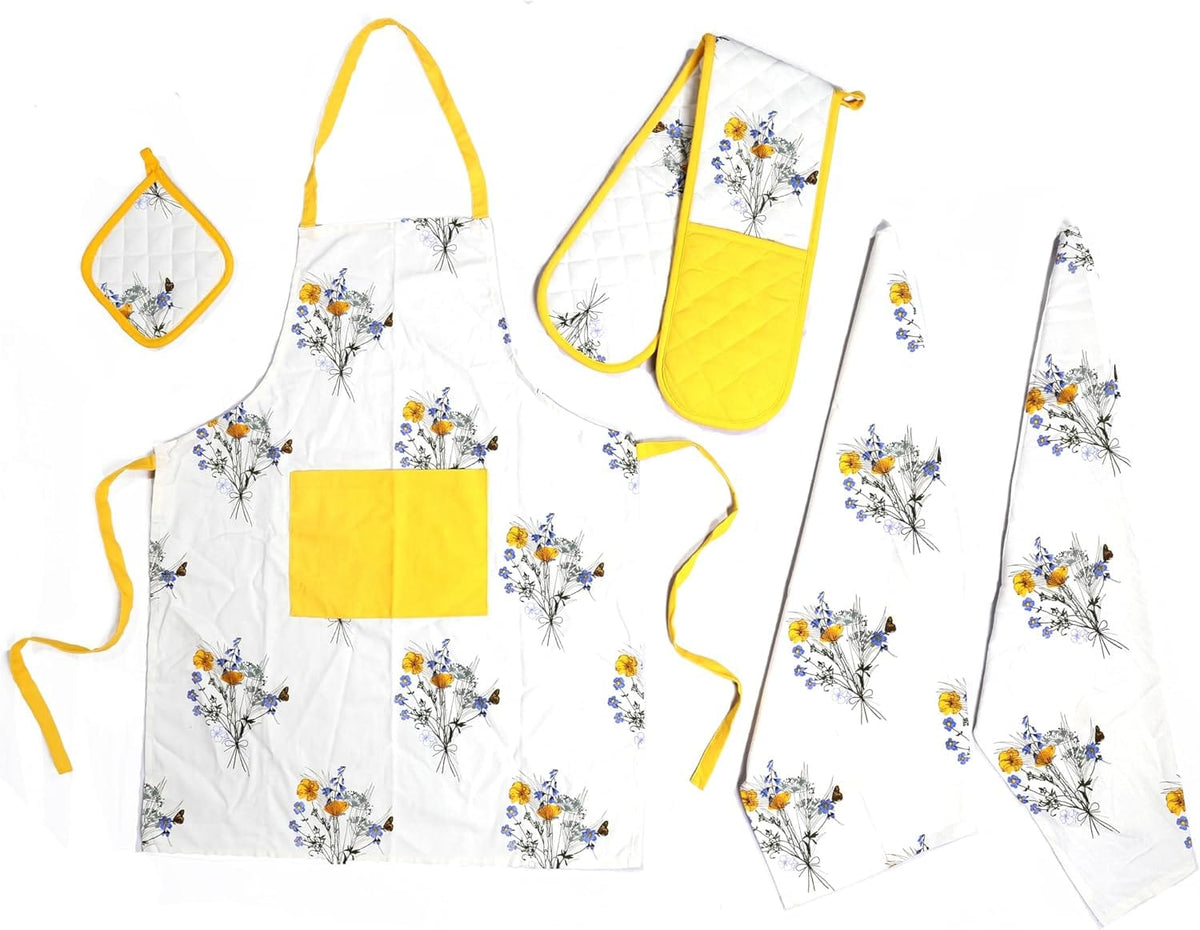 Kitchen Set With Apron Double Oven Glove Tea Towel And Pot Holder