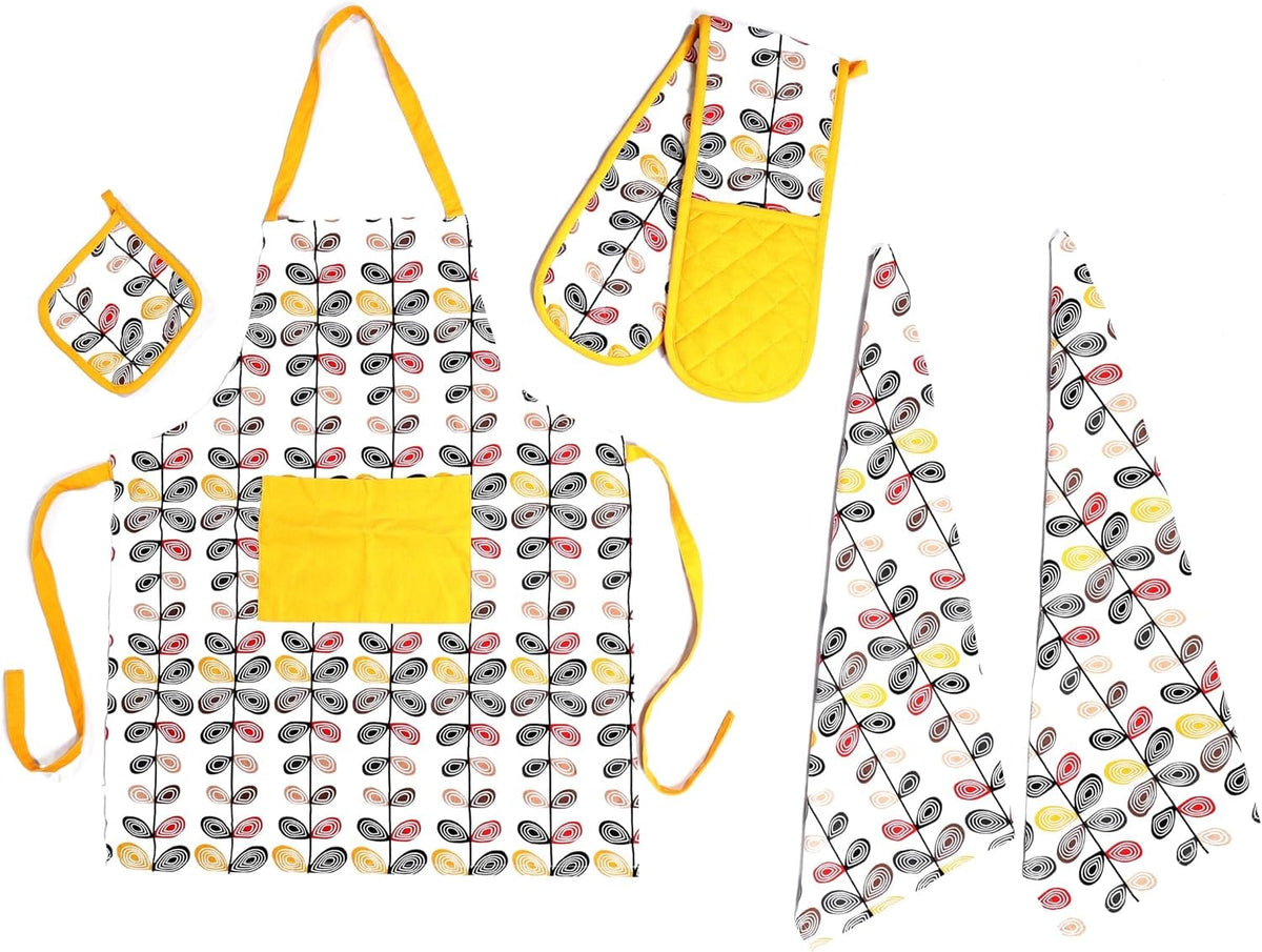 Kitchen Set With Apron Double Oven Glove Tea Towel And Pot Holder