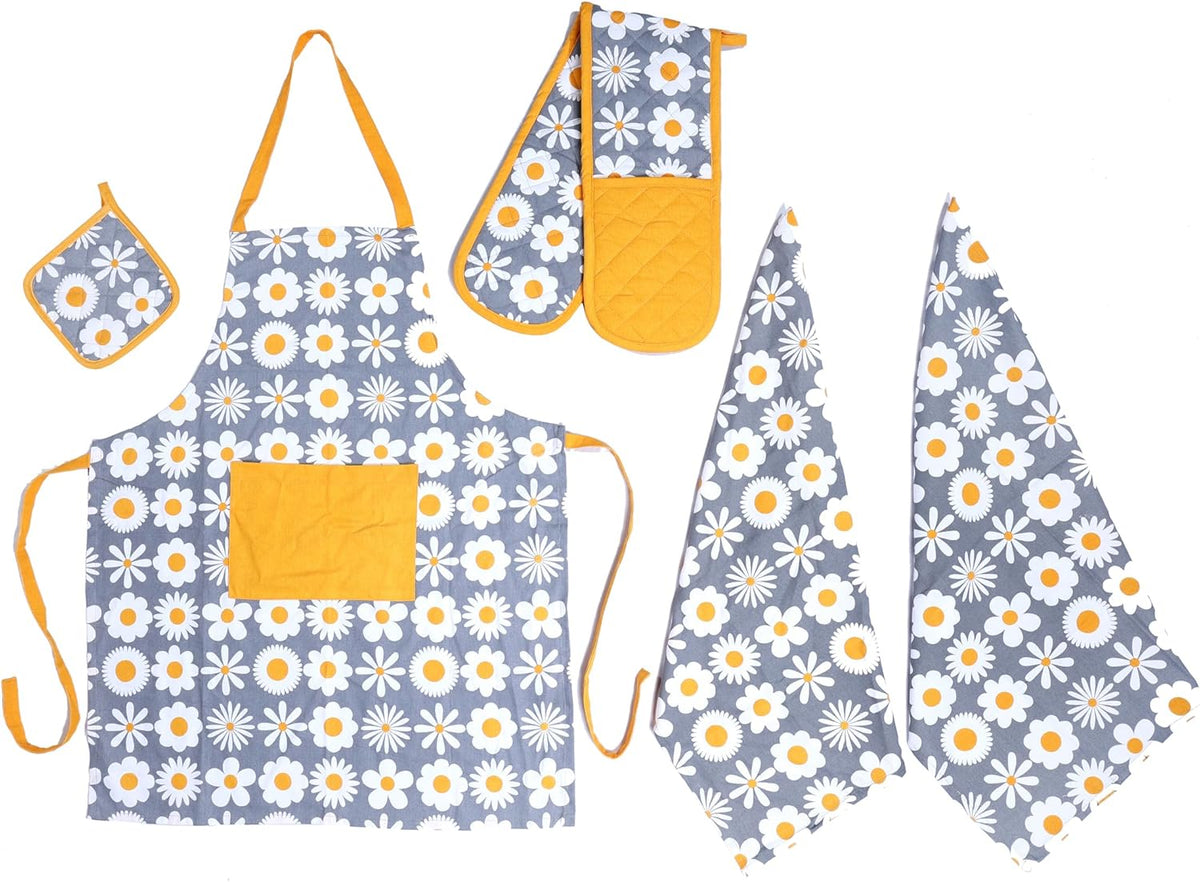 Kitchen Set With Apron Double Oven Glove Tea Towel And Pot Holder