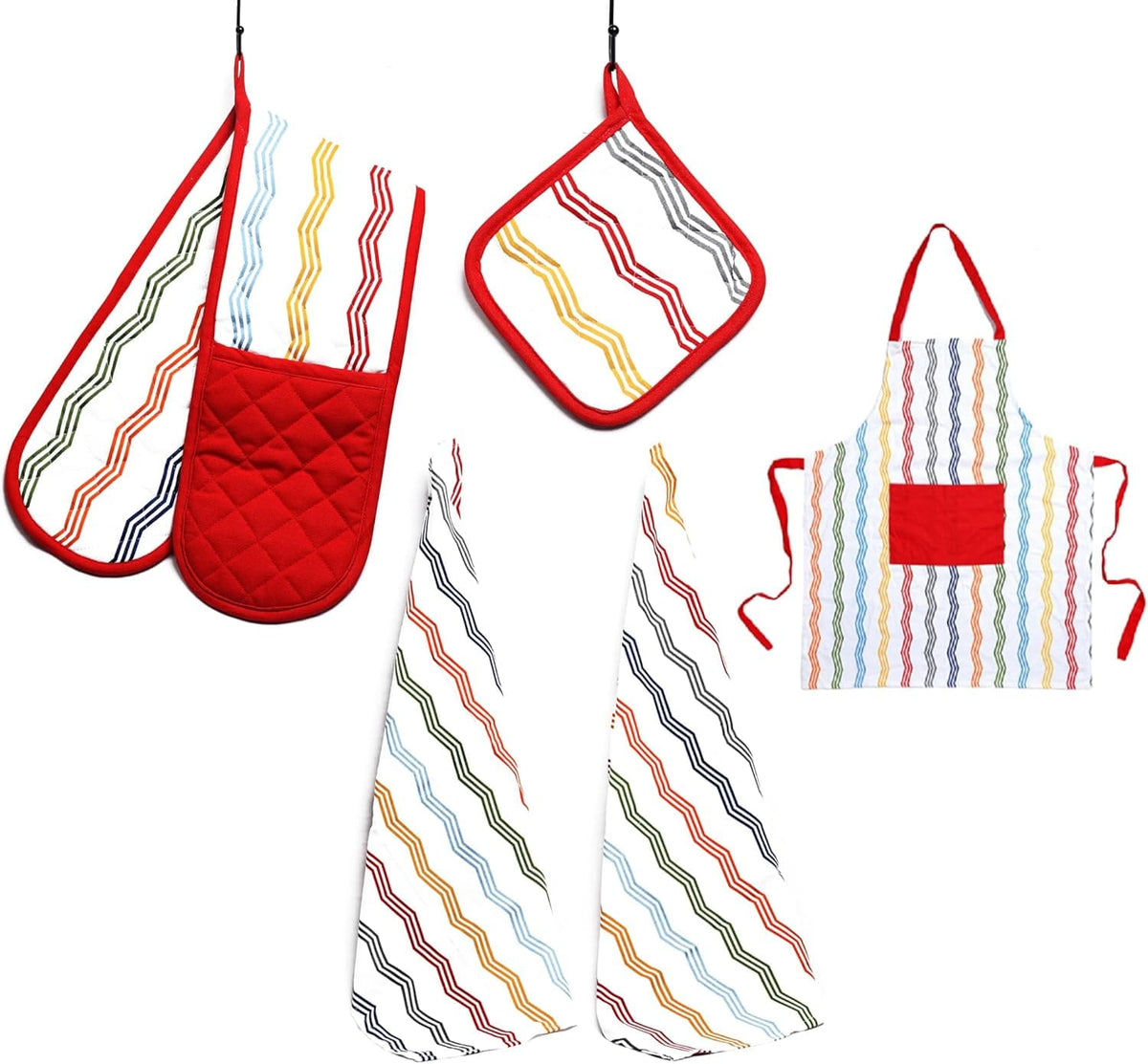 Kitchen Set With Apron Double Oven Glove Tea Towel And Pot Holder