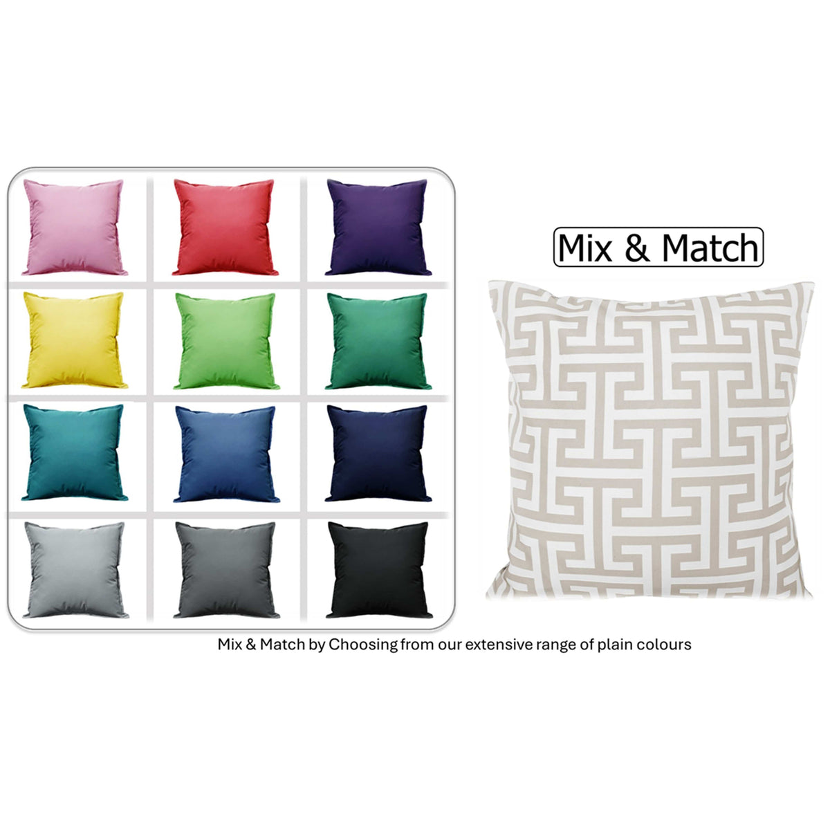 Milano Waterproof Cushion Covers 43x43cm Outdoor And Indoor