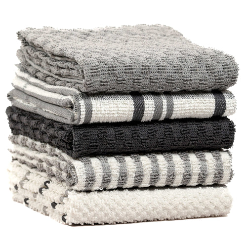 5 Pack Cotton Terry Kitchen Towels 45x65cm Super Absorbent Quick Drying