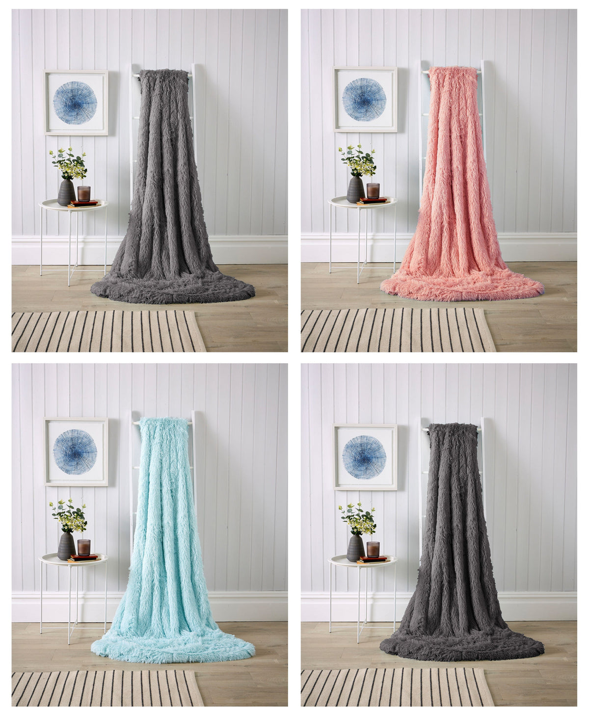 Oversized Chunky Soft Fleece Blanket Fluffy Faux Fur Throw For Sofa And Bed