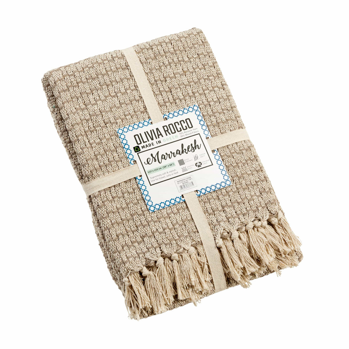 OLIVIA ROCCO Cotton Throw For Sofa And Bed Lightweight Super Soft Lisbon Casablanca Tangier