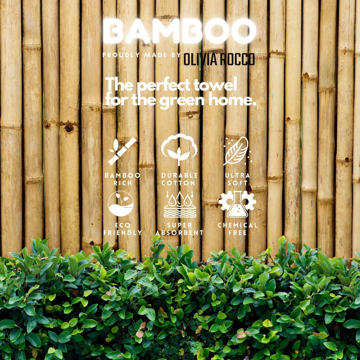 OLIVIA ROCCO Bamboo Cotton 600GSM Bath Towels Eco Friendly Highly Absorbent