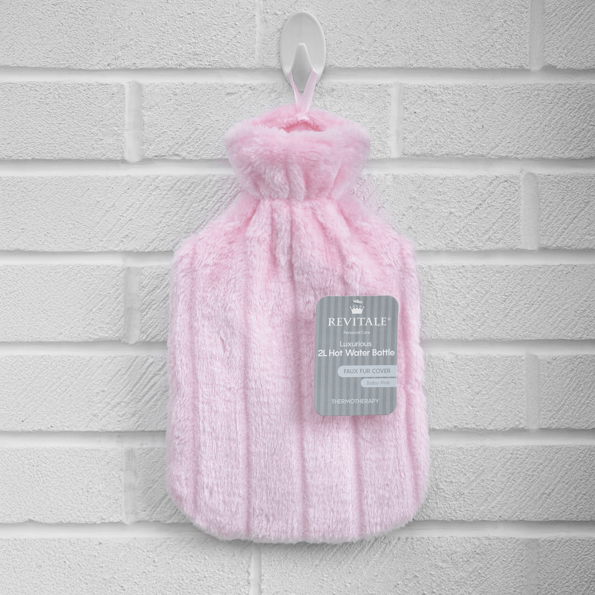 Revitale Natural Rubber Hot Water Bottle with Cosy Fur Cover - 2 Litre