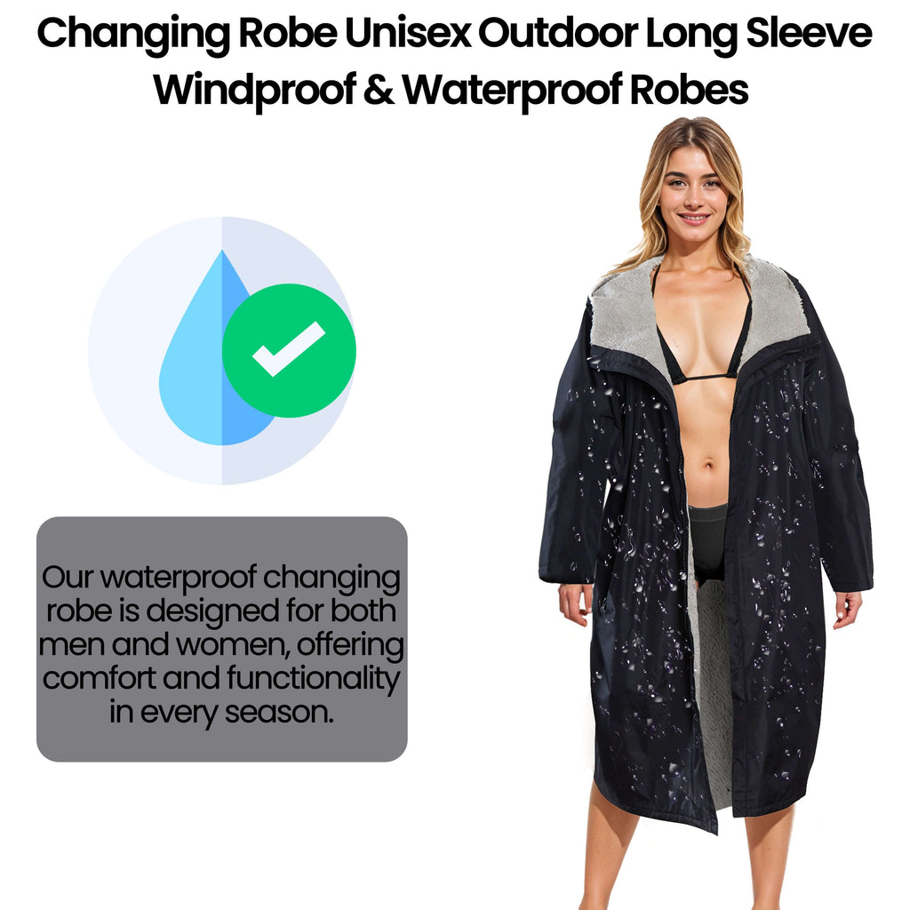 Heatwave Thermalwear Unisex Waterproof Windproof Changing Robe Hooded Fleece Lined Outdoor Coat