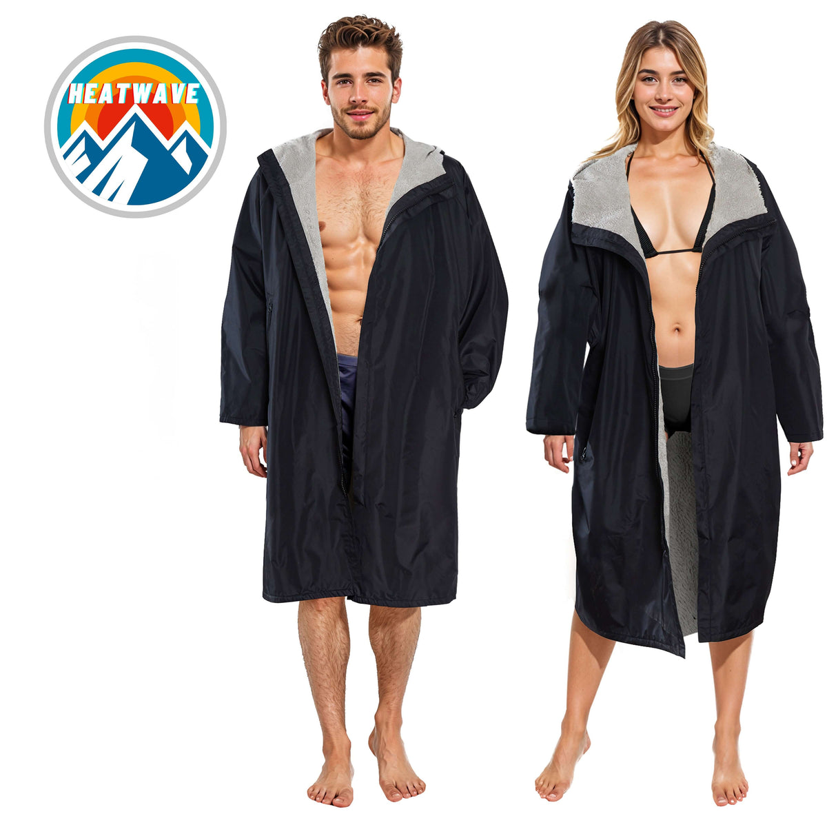 Heatwave Thermalwear Unisex Waterproof Windproof Changing Robe Hooded Fleece Lined Outdoor Coat