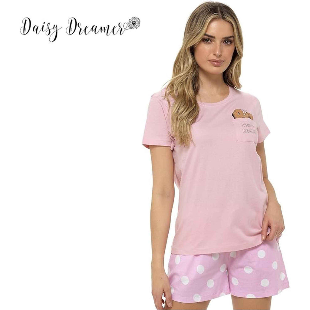 Women's Cotton Sausage Dog Print T Shirt And Shorts Pyjama Set
