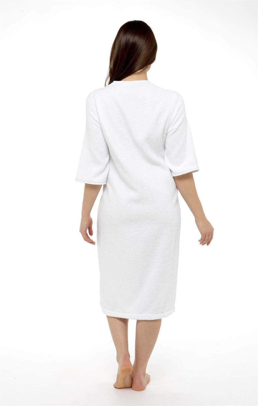 Women's Terry Towelling Bath Robe Zip Through 100% Cotton