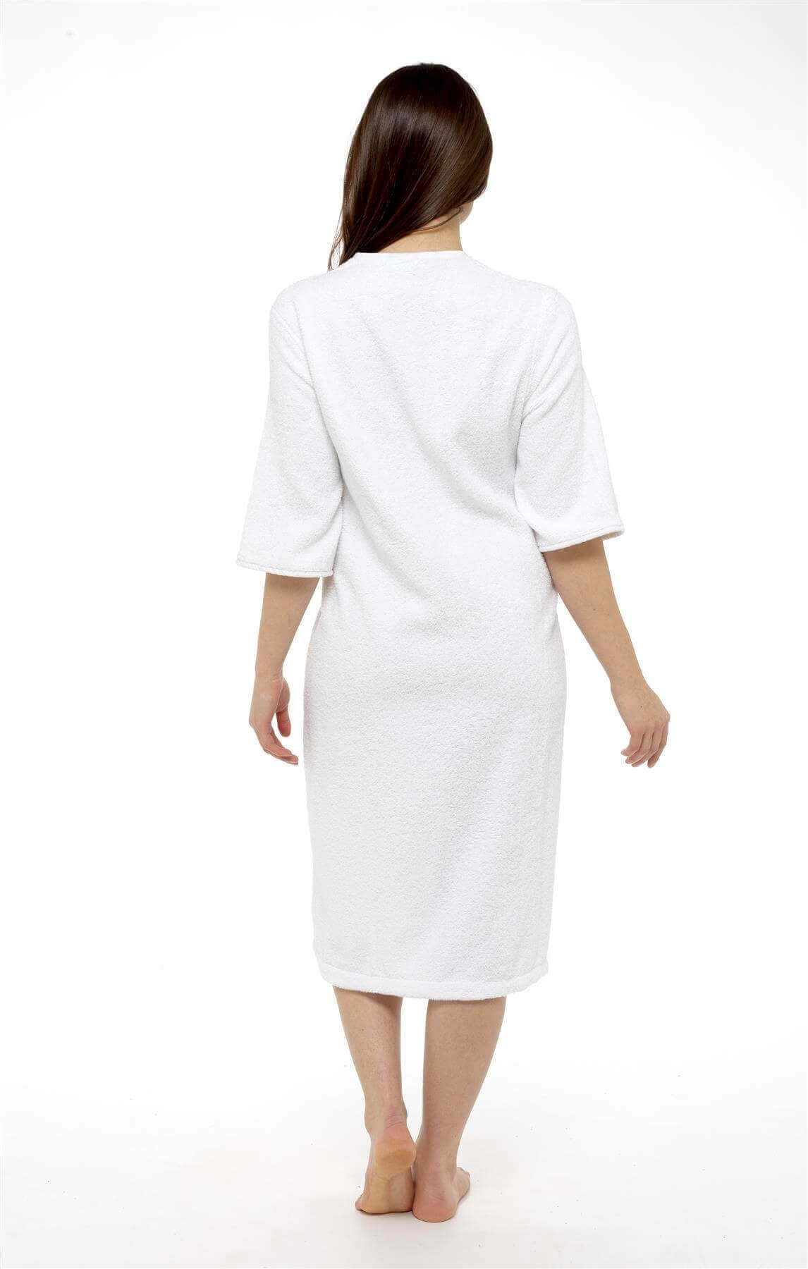 Women's Terry Towelling Bath Robe Zip Through 100% Cotton