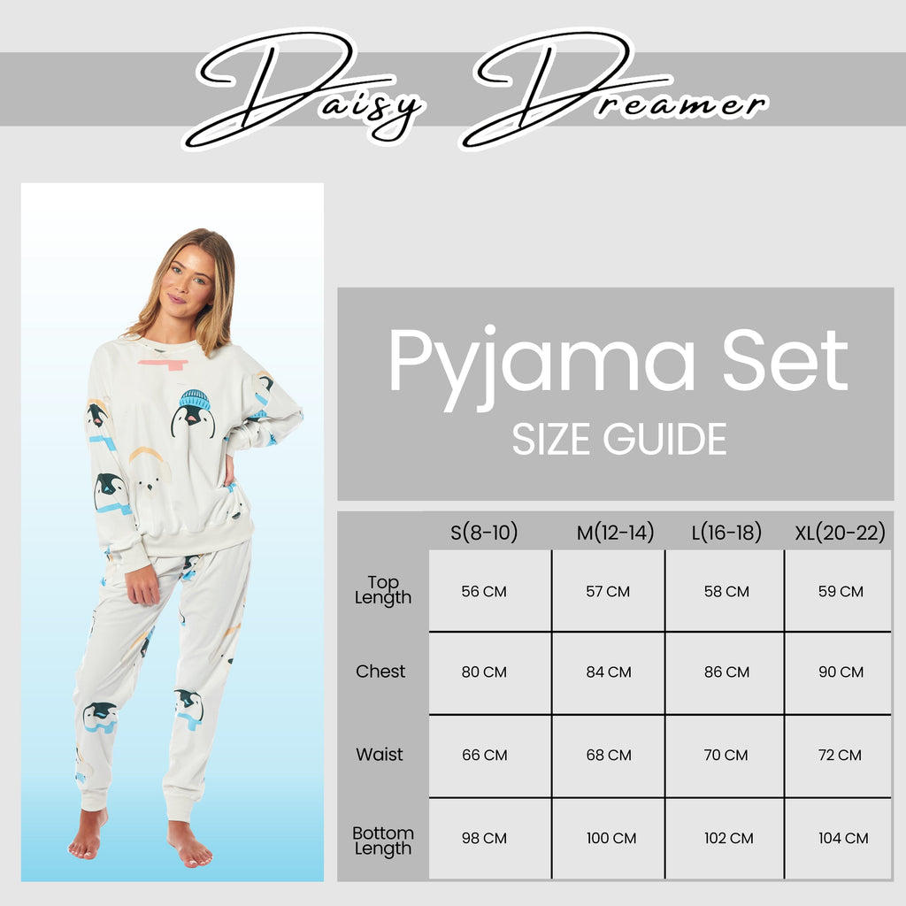 Daisy Dreamer Women's Fleece Pyjama Set Penguins And Polar Bears