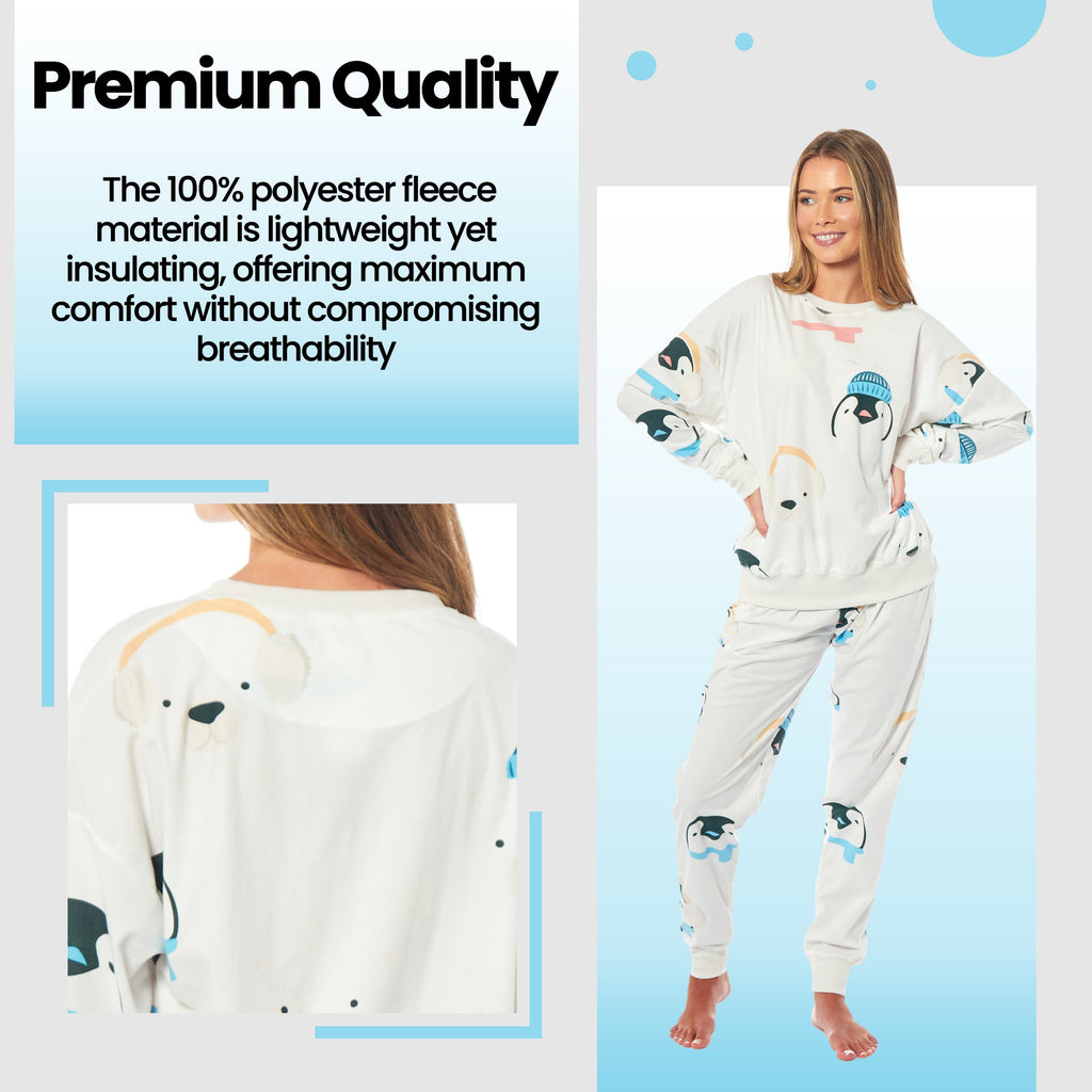 Daisy Dreamer Women's Fleece Pyjama Set Penguins And Polar Bears