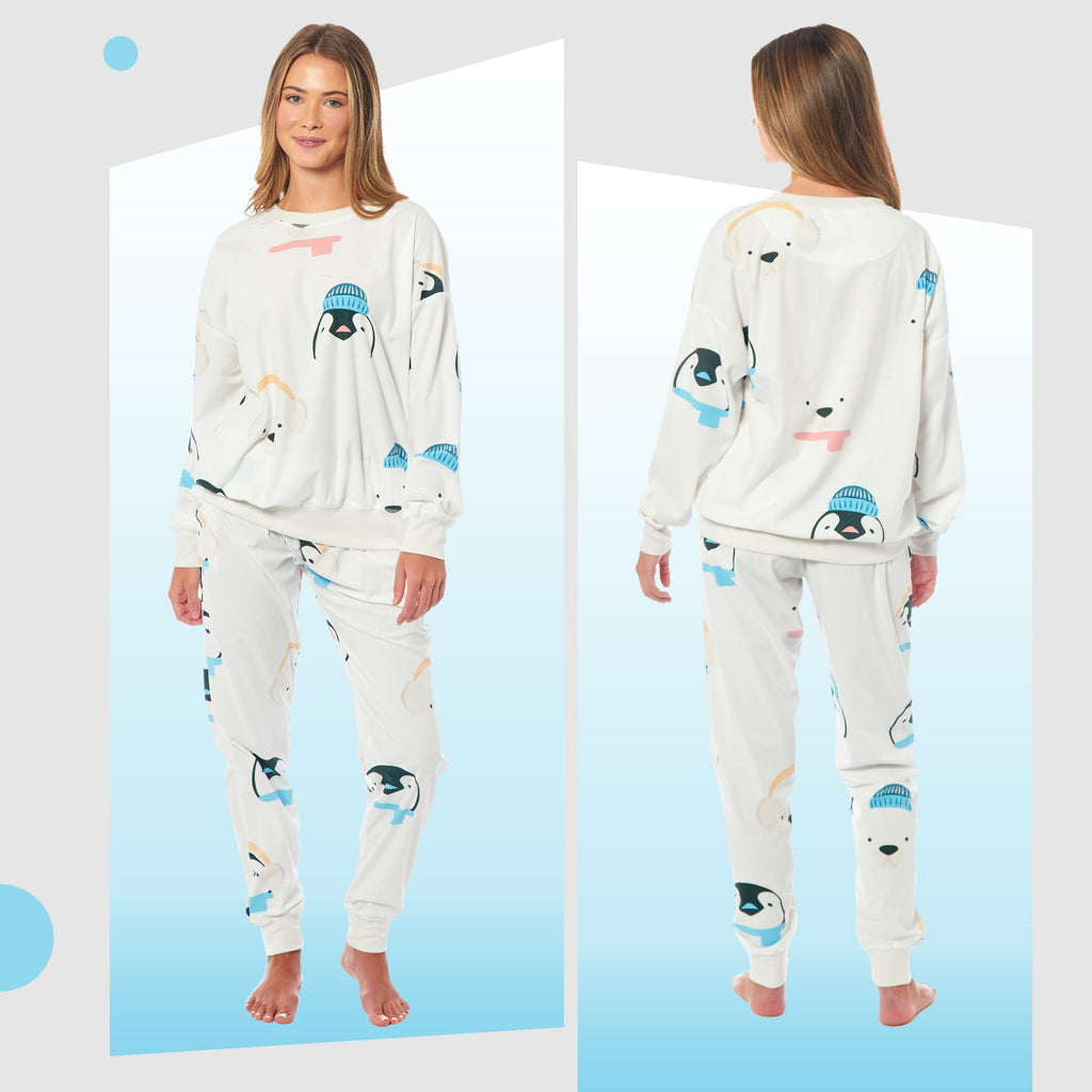 Daisy Dreamer Women's Fleece Pyjama Set Penguins And Polar Bears