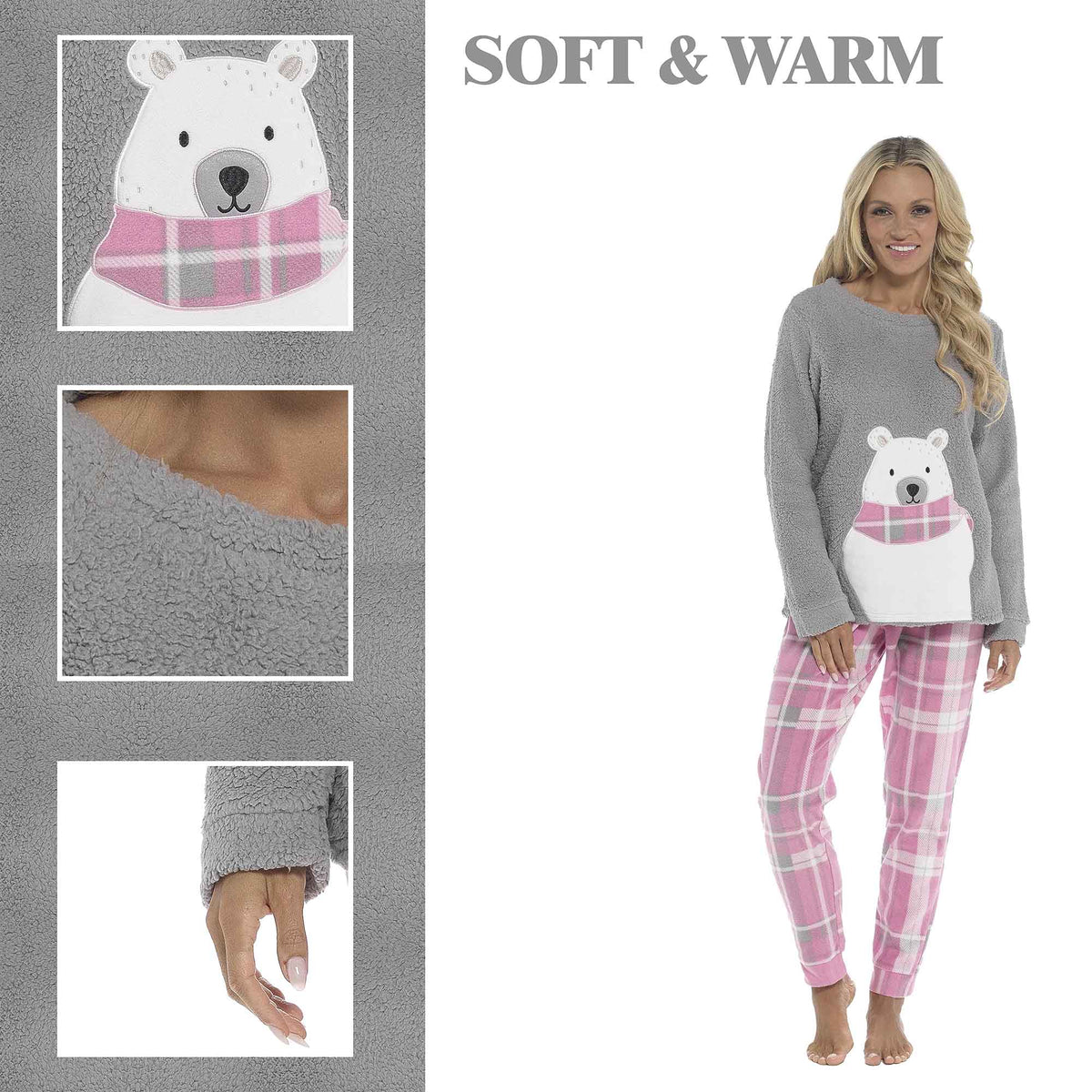 Women's Fleece Pyjama Set Ultra Soft Polar Bear Print